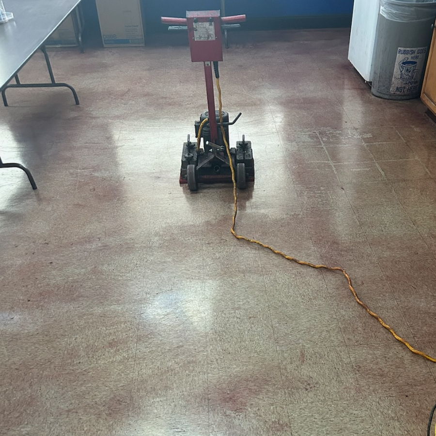 Breakroom floor before Magic Floors restoration